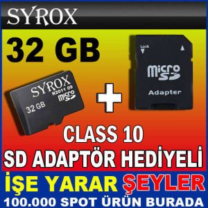 SYROX 32GB CLASS 10 ULTRAHD MİCROSD HAFIZA KARTI
