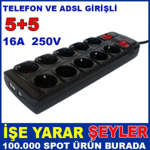 TELEFON VE ADSL GİRİŞLİ 250V 10'LU GRUP PRİZ