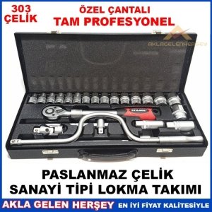 PROFESYONEL SANAYİ TİPİ 303 ÇELİK LOKMA TAKIMI