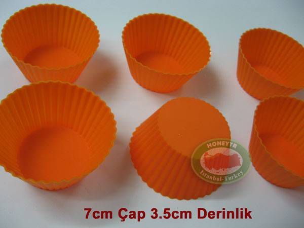 6 ADET ORJİNAL SİLİKON KEK KALIBI YUVARLAK 7x4CM