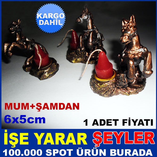 AT MODEL AYNA İŞLEMELİ MİNİ ŞAMDAN VE MUM KD