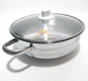 ÖZEL TABANLI CAM KAPAKLI ÇELİK TENCERE 28cm