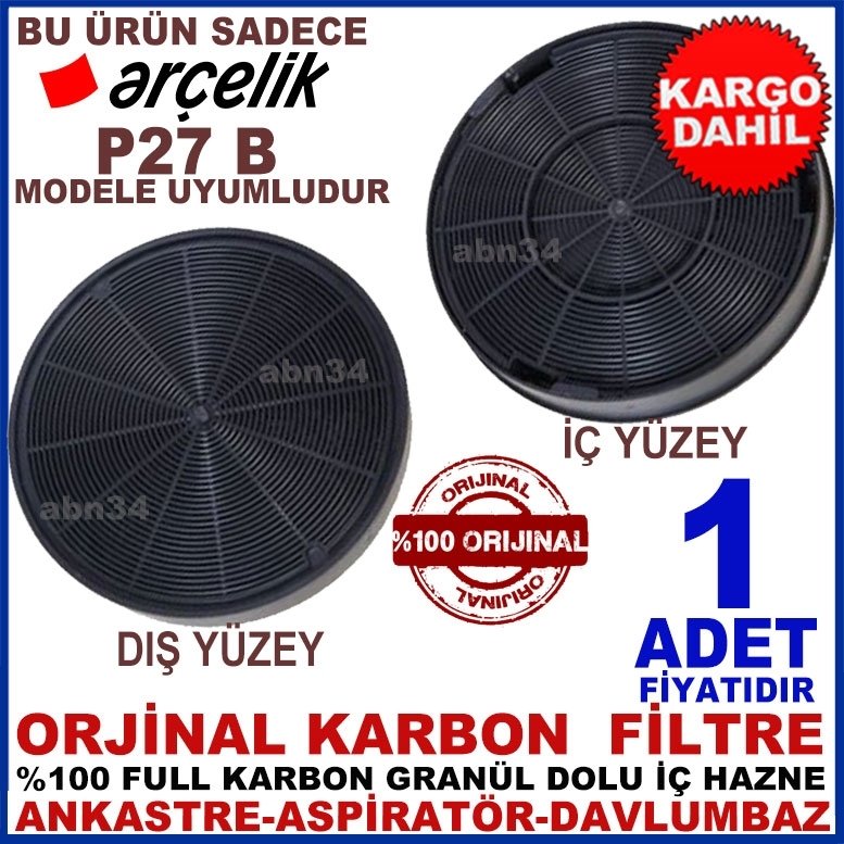 ARÇELİK P27 B MODEL ANKASTRE DAVLUMBAZ GRANÜL KARBONLU FİLTRE