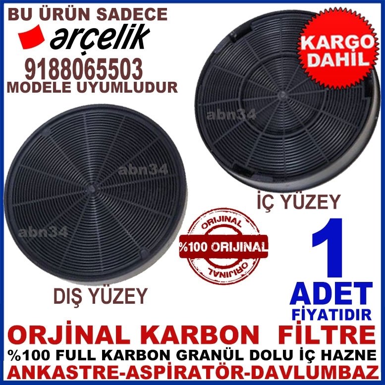 ARÇELİK 9188065503 MODEL ANKASTRE DAVLUMBAZ GRANÜL KARBON FİLTRE