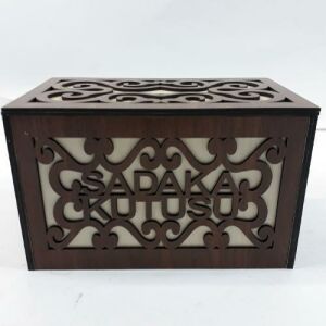 Büyük Boy Şeffaf Pencereli Ahşap Kilitli Sadaka Kutusu 22x13x14Cm