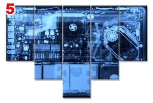 MAVI LAPTOP ICI 7 STİL 5 PARÇALI KANVAS TABLO
