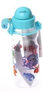 Okul Su Matarası 500 ml Yuvarlak Sürgülü Kapaklı pipet agızlı