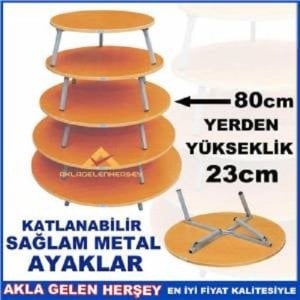 KATLANABİLİR METAL AYAKLI AHŞAP YER SOFRASI 80cm
