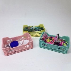 3 Adet Mini Sebze Meyve Kasası Çok Amaçlı Renkli Plastik Malzeme