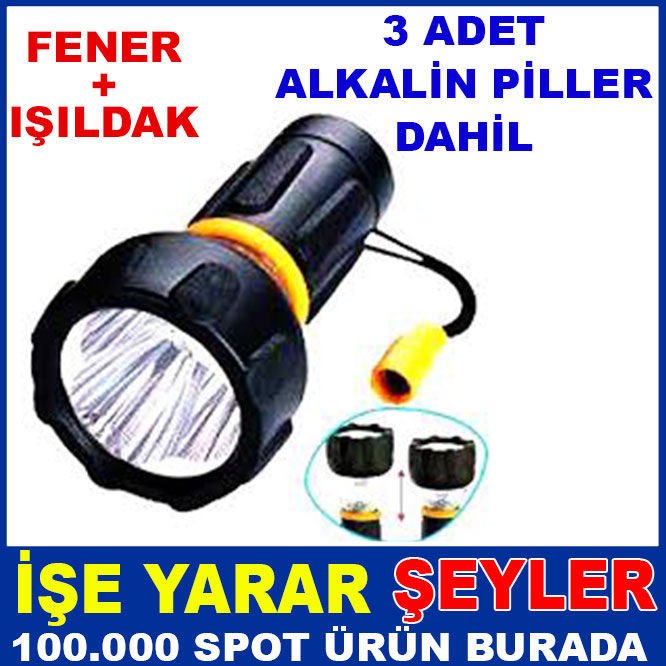 3 LEDLİ DARBELERE DAYANIKLI KAUÇUK EL FENERİ