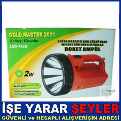 Şarjlı Fener Ultra Power Led 2W Roket Lamba KdD