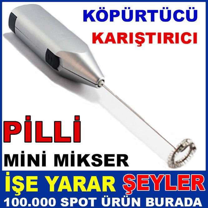 Kalem pille çalişan pratik el mikseri ayran köpürtücü cappucino mikseri çok amaçli pilli mini mikser