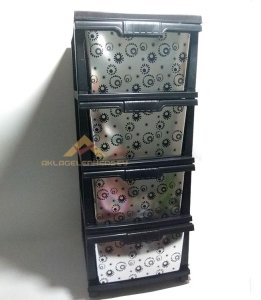 BÜYÜK BOY 4 ÇEKMECELİ TEKERLEKLİ METALİZE DESENLİ KOMİDİN
