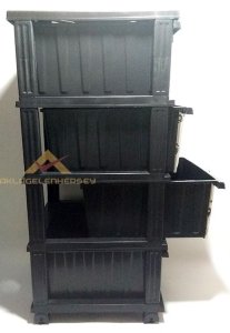 BÜYÜK BOY 4 ÇEKMECELİ TEKERLEKLİ METALİZE DESENLİ KOMİDİN