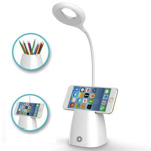 Dokunmatik Telefon Tutucu Kalemlikli Usb Şarjlı Led Masa Lambası 3 Farklı Kademe Işık Şiddeti