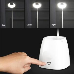 Dokunmatik Telefon Tutucu Kalemlikli Usb Şarjlı Led Masa Lambası 3 Farklı Kademe Işık Şiddeti