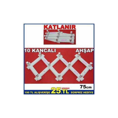 BEYAZ RENK KATLANIR AHŞAP ASKI AHŞAP AKORDEON ASKI,SAĞLAM 10 KANCALI