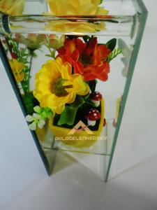 CAM KAFESLİ SİMLİ DESENLİ ÇİÇEKLİ CAM VAZO F-106