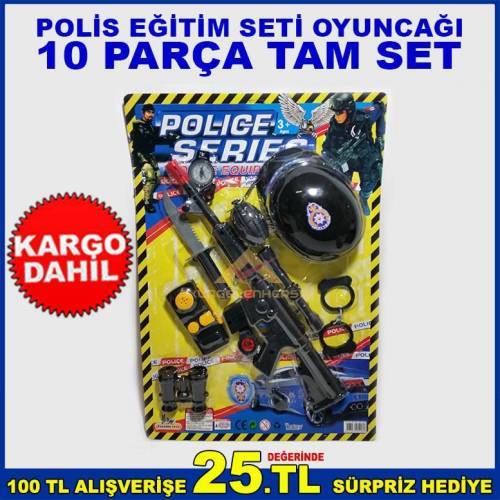 10 Parça Tam Set Büyük Tüfekli Oyuncak Polis Eğitim Seti