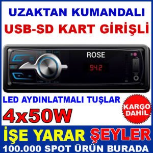 UZAKTANKUMANDALI LEDGÖSTERGELİ 4x50W OTO TEYP KD