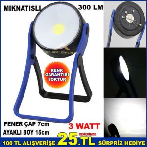 COB LED ÇALIŞMA FENERİ AYAKLI PİLLİ MANYETİK KANCA IŞIK LAMBASI 3WATT MIKNATISLI ÇALIŞMA LAMBASI