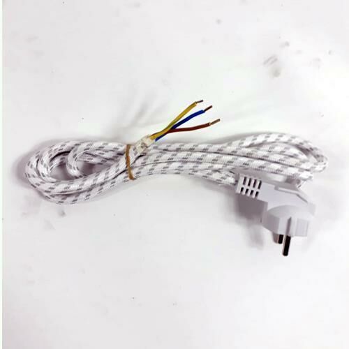 Sağlam Bez Örgülü 3x1 Bakır Kablolu 1.5 M Topraklı Ütü Fişi