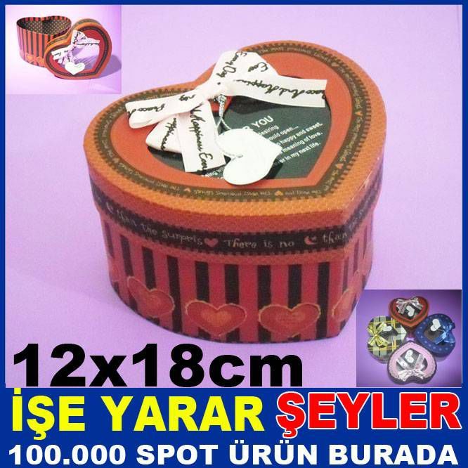 Saten kurdelalı kalp şeklinde dekoratif mücevher-takı saklama kutusu lüks kraft karton hediye kutusu