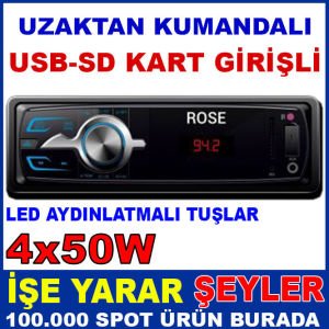 UZAKTAN KUMANDALI LED GÖSTERGELİ 4x50W OTO TEYP