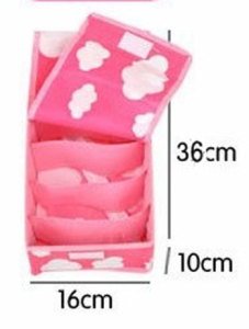 Katlanır Kapaklı 4 Bölmeli Kumaş Kutu,Fermuarlı Katlanır Çorap,Südyen Kravat İç Çamaşırı Kutusu