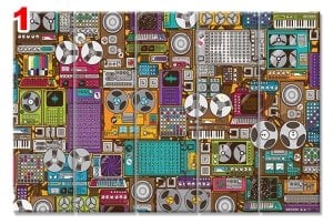 KASET CALAR CD TEYP 7 STİL 5 PARÇALI KANVAS TABLO