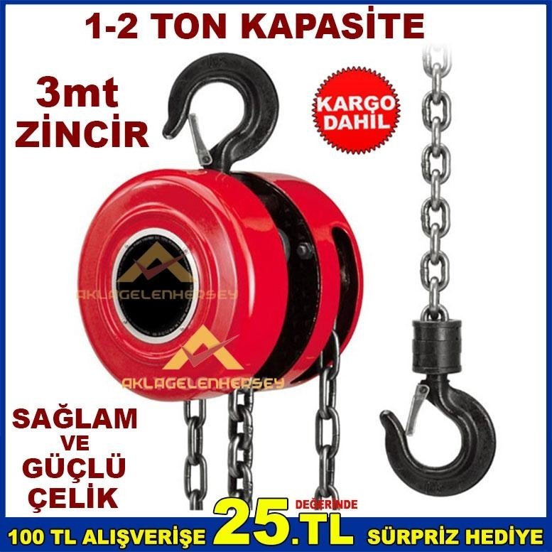 1 TON ZİNCİRLİ VİNÇ CARASKAL 3mt KURBAN KALDIRICI CALASKAL