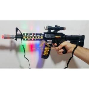 Tarama Sesli Hareketli Şarjör Ve Namlulu Omuz Askılı Büyük Işıklı Tüfek