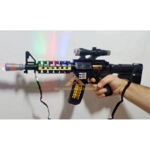 Tarama Sesli Hareketli Şarjör Ve Namlulu Omuz Askılı Büyük Işıklı Tüfek