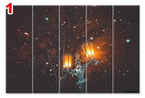 KARLIHAVA SOKAK LAMBASI 7 STİL 5 PARÇALI KANVAS TABLO