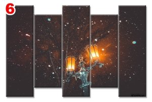 KARLIHAVA SOKAK LAMBASI 7 STİL 5 PARÇALI KANVAS TABLO