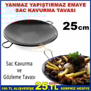 YANMAZ YAPIŞTIRMAZ 25cm EMAYE SAC KAVURMA TAVASI