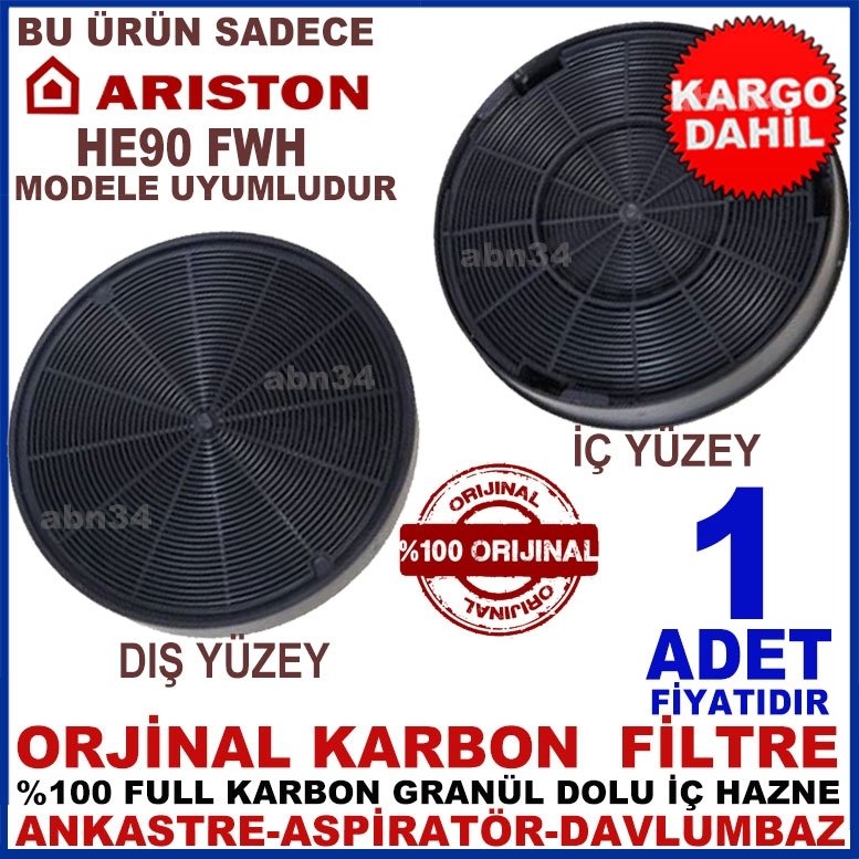 ARİSTON HE90 FWH MODEL ANKASTRE DAVLUMBAZ GRANÜL KARBONLU FİLTRE