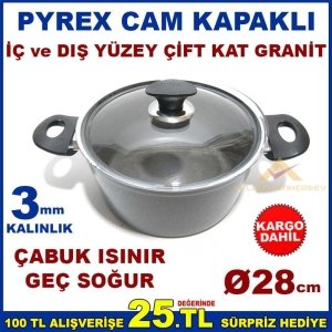 DÖKÜM ALÜMİNYUM DERİN GRANİT TENCERE 28cm