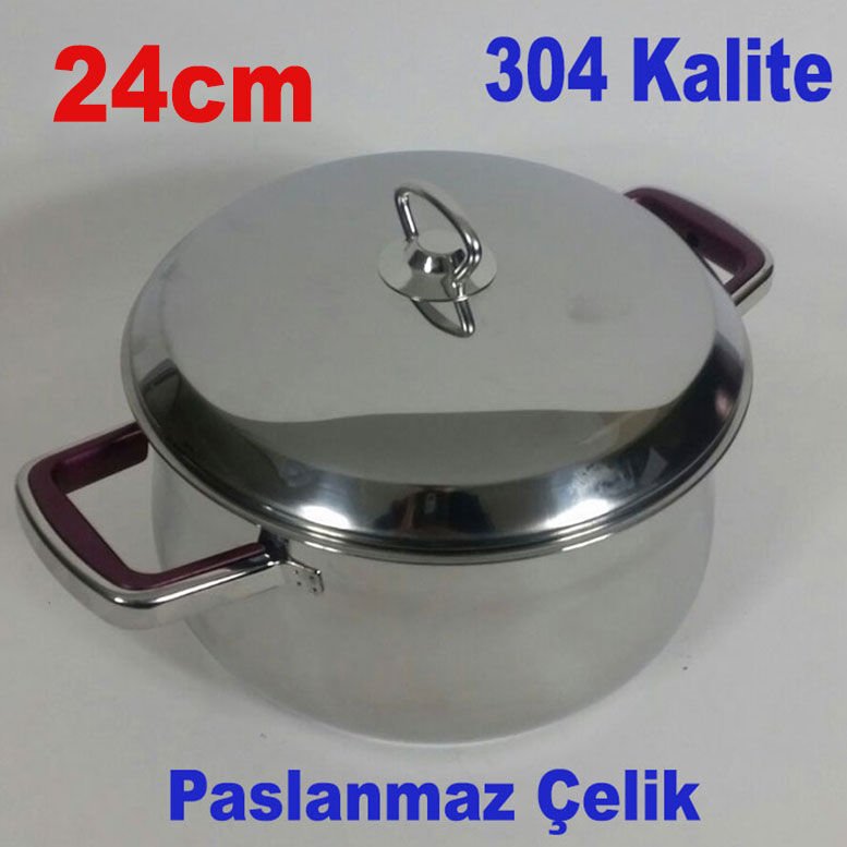 En İyi 304 Kalite 18/10 Ni Paslanmaz Çelik Güveç Tencere 24cm Çapında Şık Tasarım Tencere