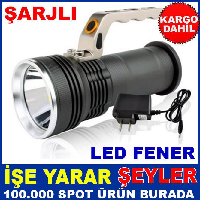 SU GEÇİRMEZ 8000W ŞARJLI LED IŞIKLI EL FENERİ KD