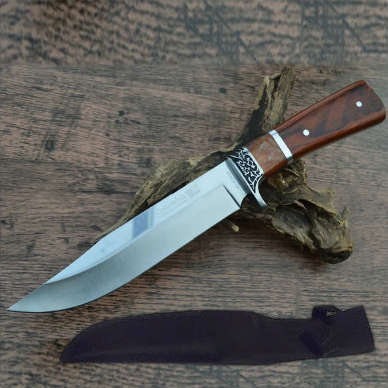Desenli Av Bıçağı 28cm Kemer Takma Klipsli Rambo Bıçağı Şık Tasarım Kemik Saplı Çelik Kamp Bıçak