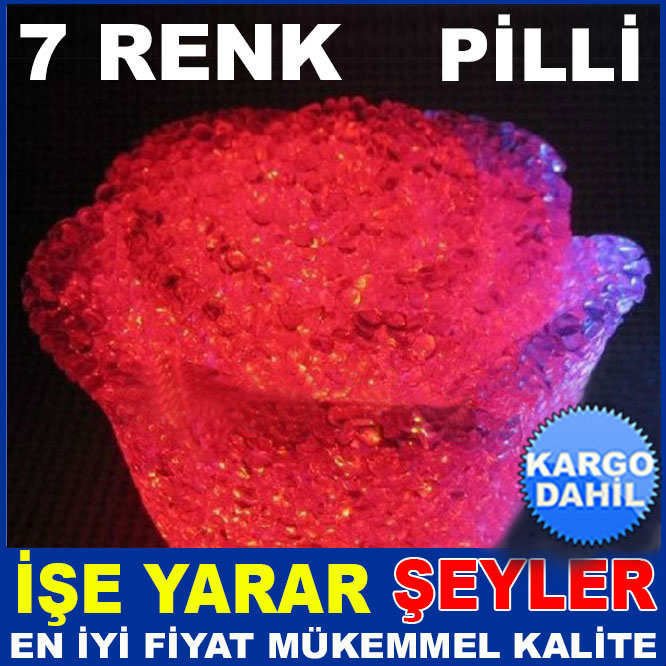 GÜL'lü RENK DEĞİŞTİREN ROMANTİK GECE LAMBASI KD