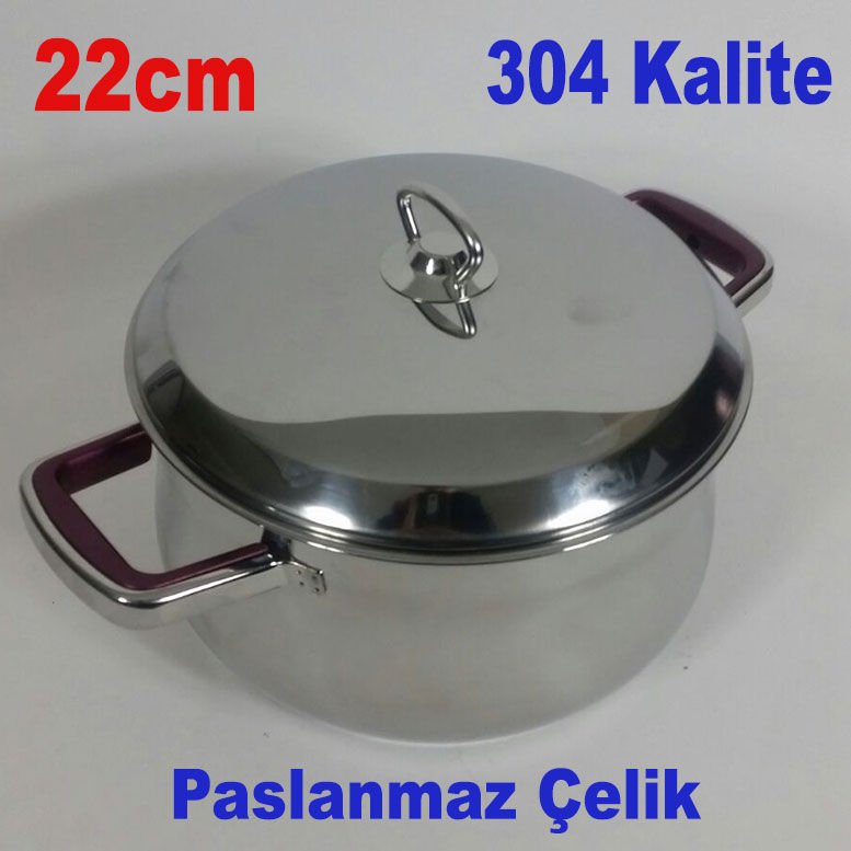 En İyi 304 Kalite 18/10 Ni Paslanmaz Çelik Güveç Tencere 22cm Çapında Şık Tasarım Tencere