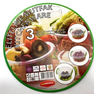 Kilitlemeli Kapak 3'lü Yuvarlak Saklama Seti Sağlıklı TSE Belgeli Kaliteli Saklama Kabı
