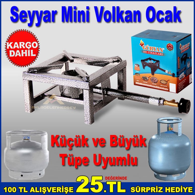 Küçük,Büyük Tüple Çalışan Yüksek Ateşli Seyyar Ocak Har Ateşli Volkan Ocak 22x22x13cm Ocak Set-1