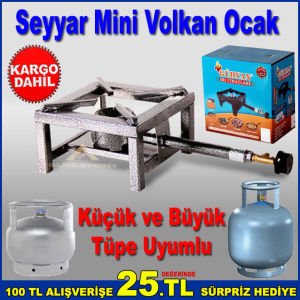 Küçük,Büyük Tüple Çalışan Yüksek Ateşli Seyyar Ocak Har Ateşli Volkan Ocak 22x22x13cm Ocak Set-1