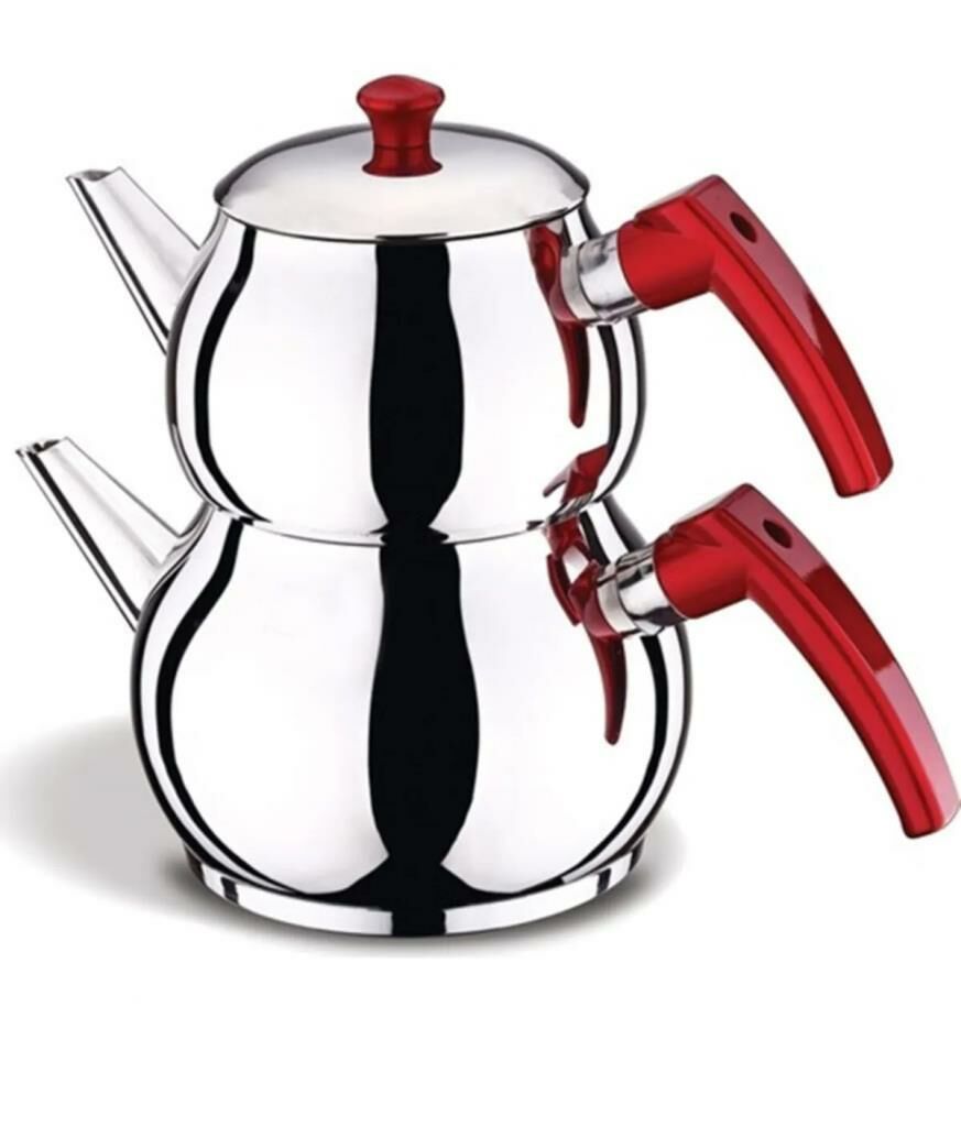 3-4 Kişilik Paslanmaz Çelik Çaydanlık Takımı Küre Model Kapsül Taban Kendinden Süzgeç 2.2 L Lüx Mini