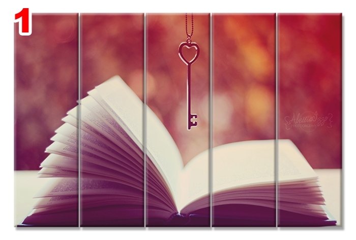 KALPLI ANAHTAR KITAP 7 STİL 5 PARÇALI KANVAS TABLO