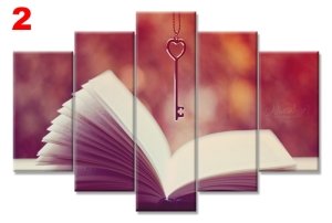 KALPLI ANAHTAR KITAP 7 STİL 5 PARÇALI KANVAS TABLO