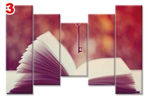 KALPLI ANAHTAR KITAP 7 STİL 5 PARÇALI KANVAS TABLO